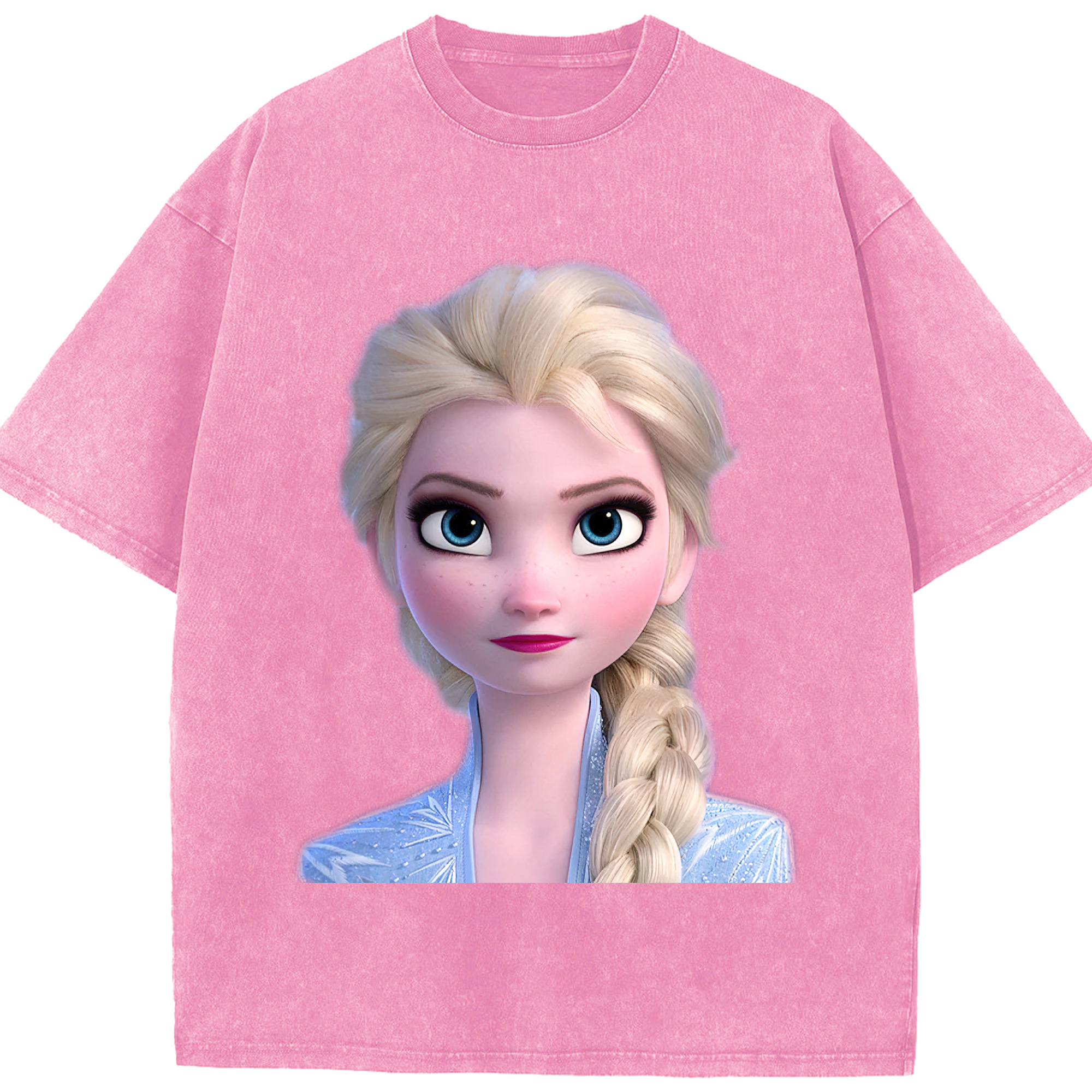 （画像用） アナと雪の女王 アンナ エルサ Frozen Anna Elsa 綿100% ヴィンテージ風 半袖Tシャツ（フロントプリント）